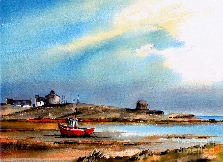 Red Boat at Doonbeg, Clare Painting by Val Byrne