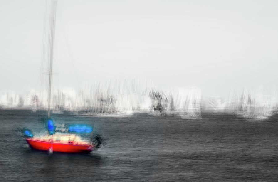 Red Boat Blue Sails  Photograph by Joseph S Giacalone
