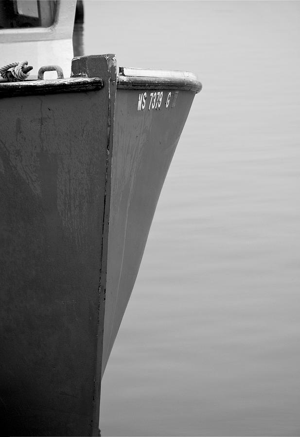 Boat Photograph - Red Boat in Black and White by Charles Harden