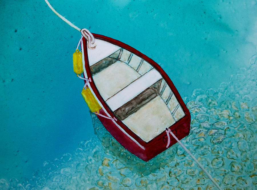 Red Boat Moored Painting by Patricia Beebe