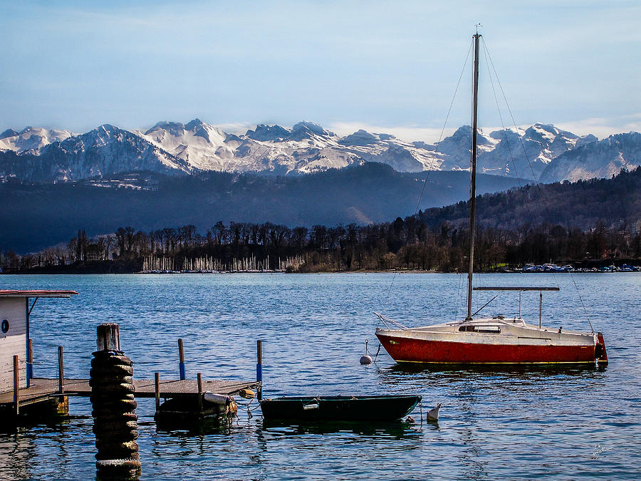 Red Boat on Lucerne Photograph by TK Goforth