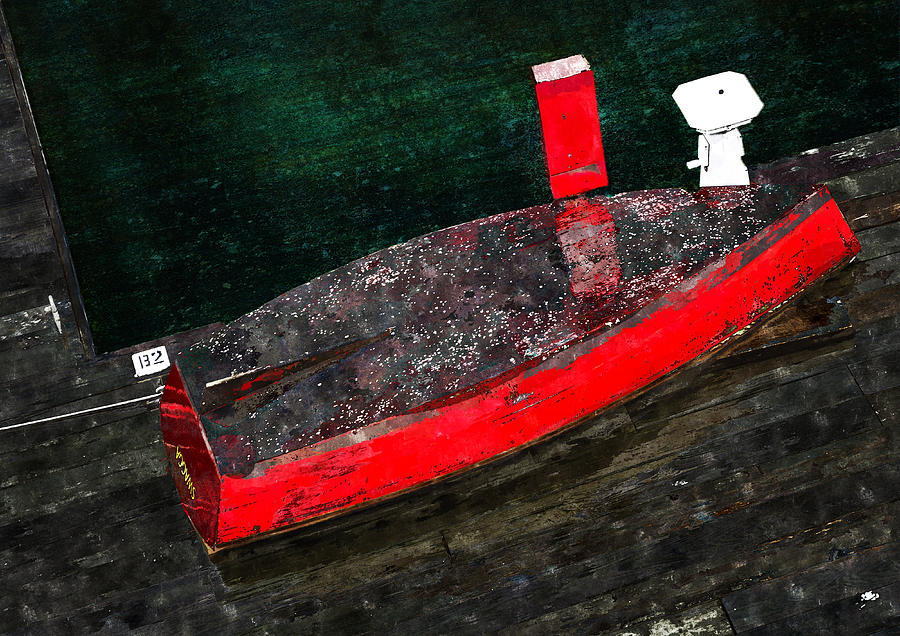 Red Boat Painting by Rick Mosher