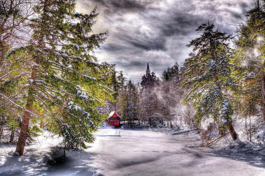 Red Boathouse after the Storm Photograph by David Patterson