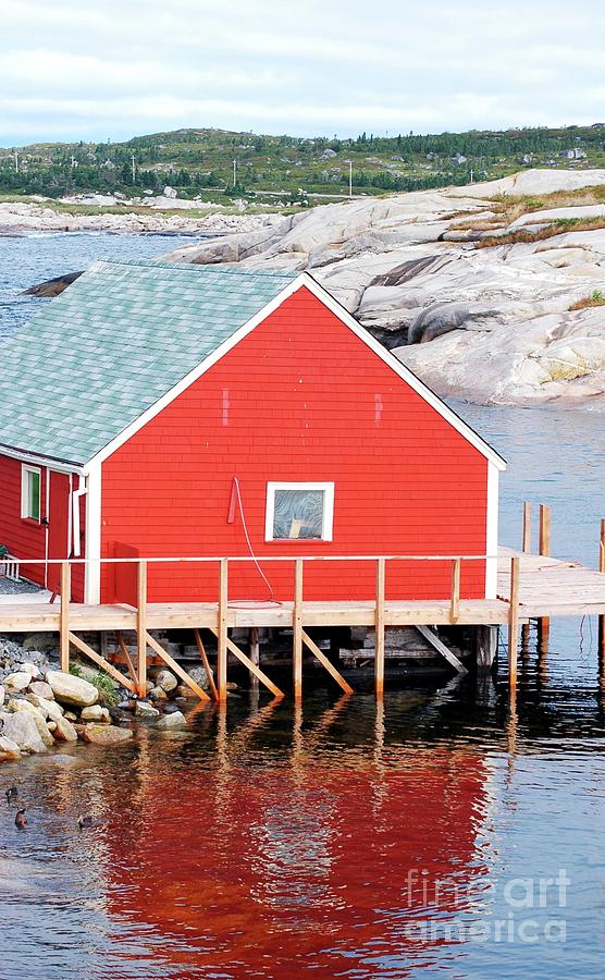 Tree Photograph - Red Boathouse by Kathleen Struckle