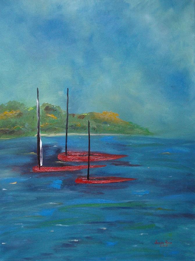 Red Boats Painting by Judith Rhue