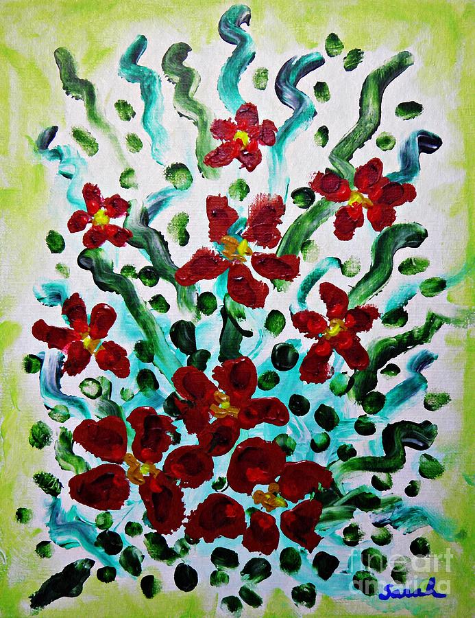 Red Bouquet Painting by Sarah Loft