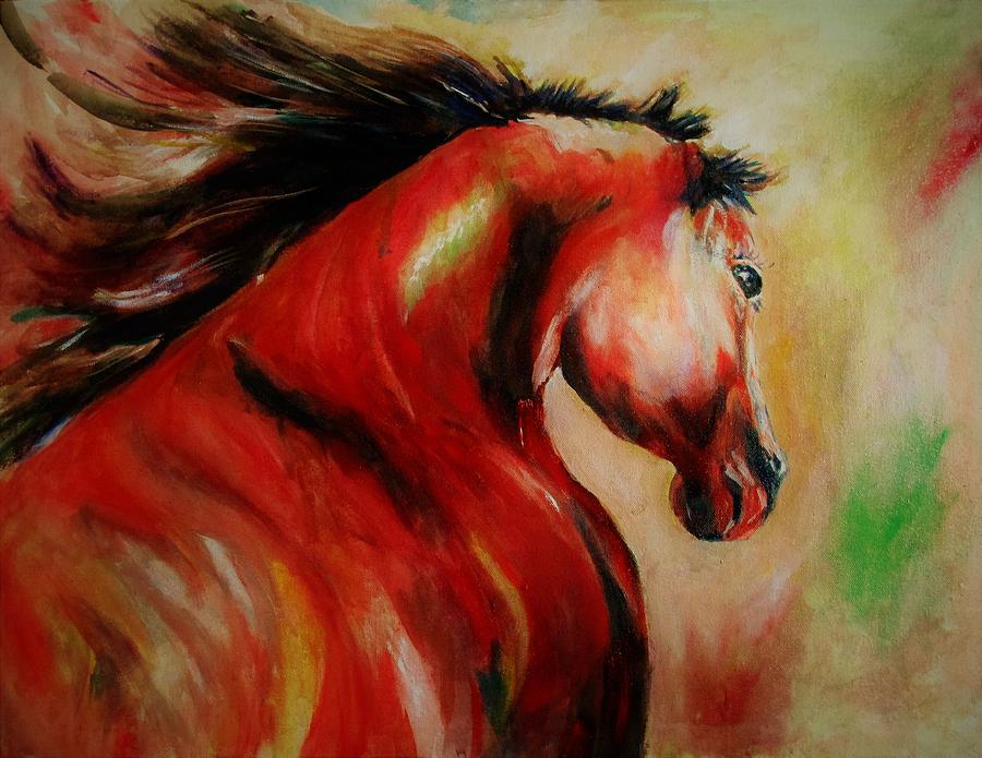 Red breed Painting by Khalid Saeed
