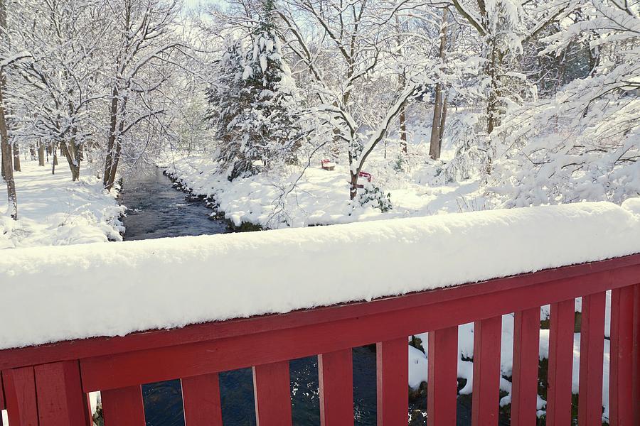 Red Bridge Snow, Reading PA  Museum Arboretum Photograph by Blair Seitz