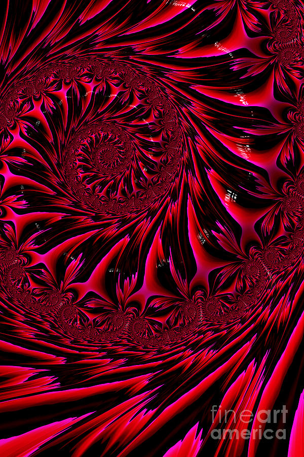 Red Brocade Digital Art by Steve Purnell