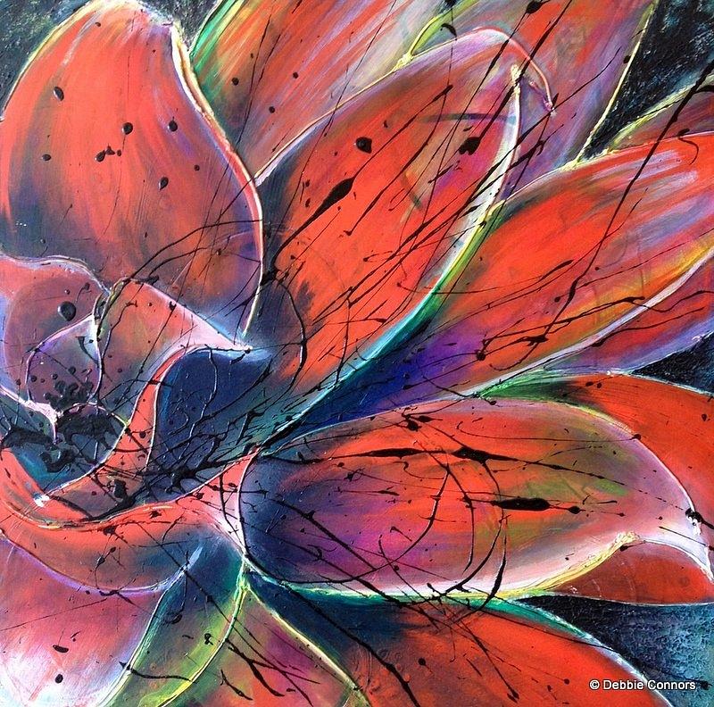Bromeliad Painting - Red Brom by Debbie Connors