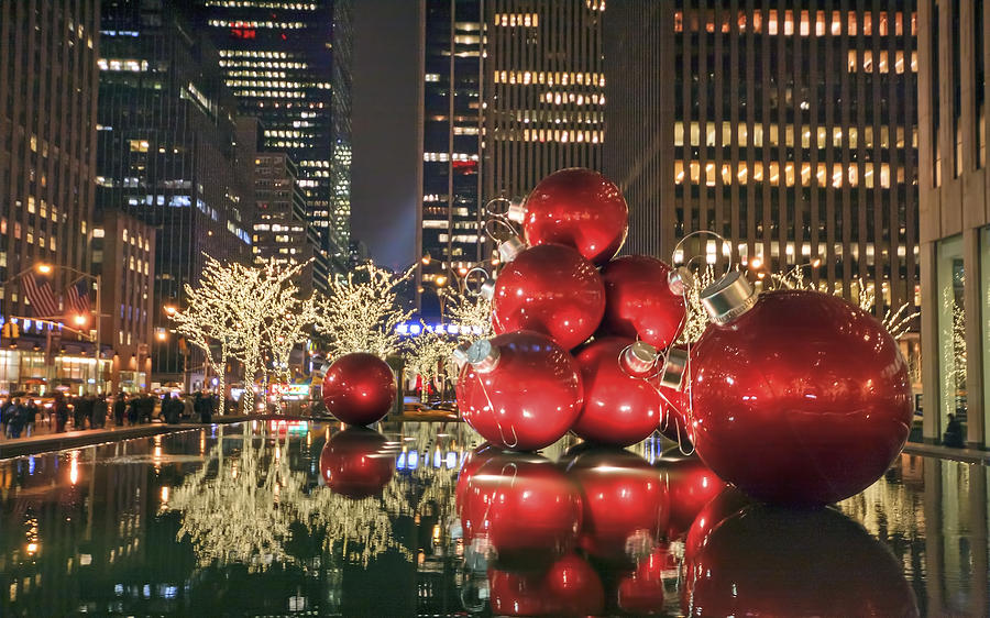 Christmas Photograph - Red Bubbles by Evelina Kremsdorf
