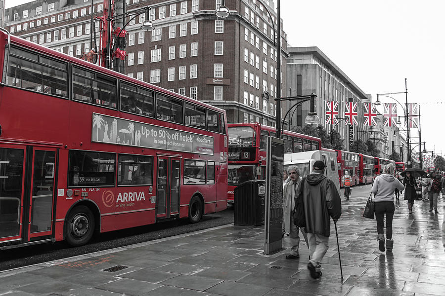 Red Buses and Rain Photograph by Ross Henton
