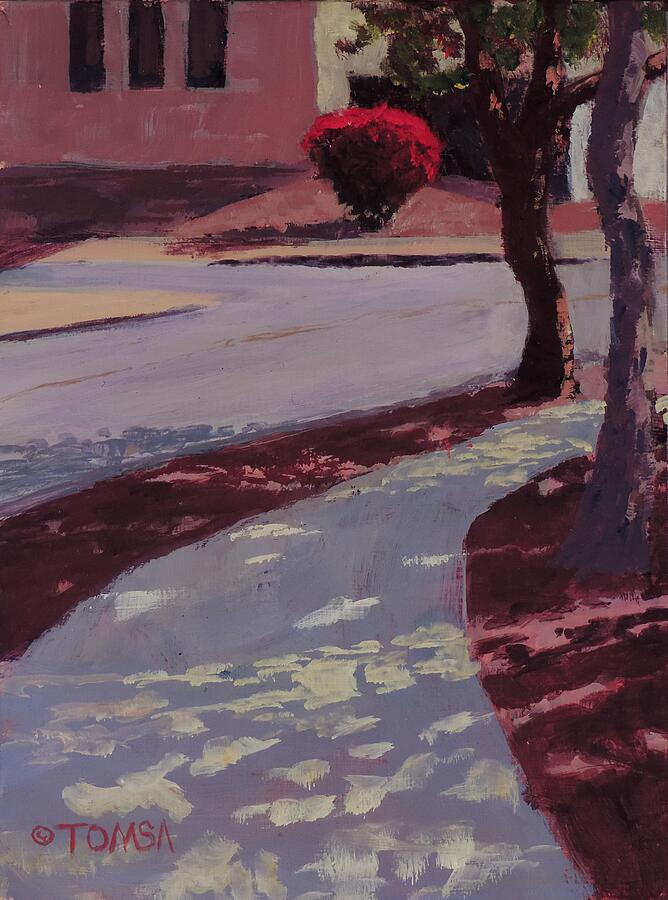 Red Bush on Ludlow  Painting by Bill Tomsa