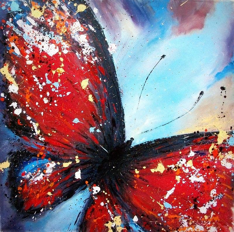 Red Butterfly Painting by Igor Zhukov