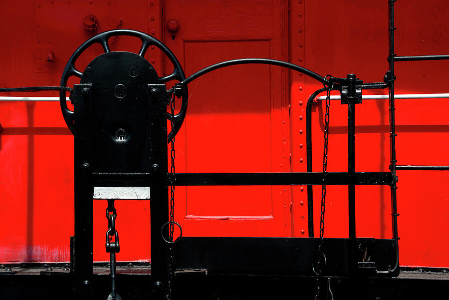 Red Caboose - Black Brake Wheel Photograph by Paul W Faust - Impressions of Light