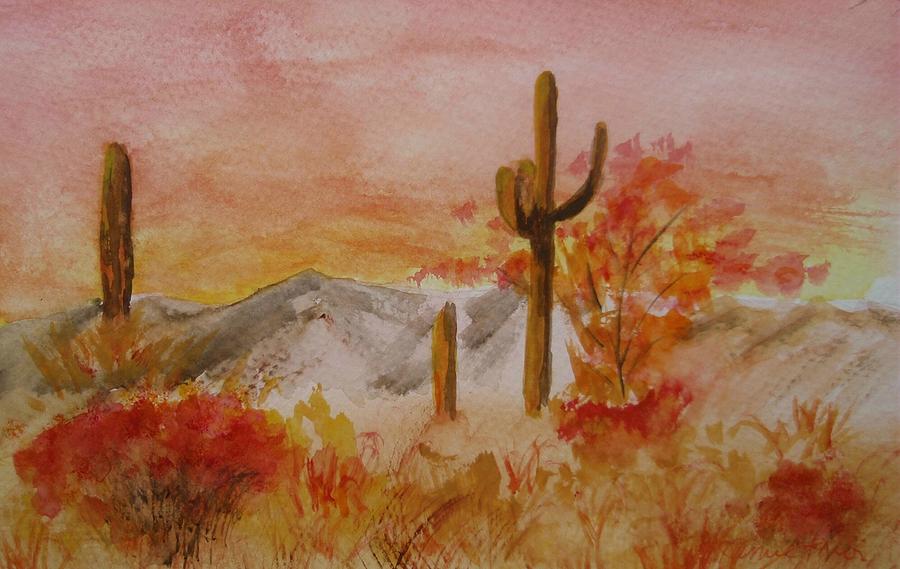 Red Cactus Painting by Jamie Frier