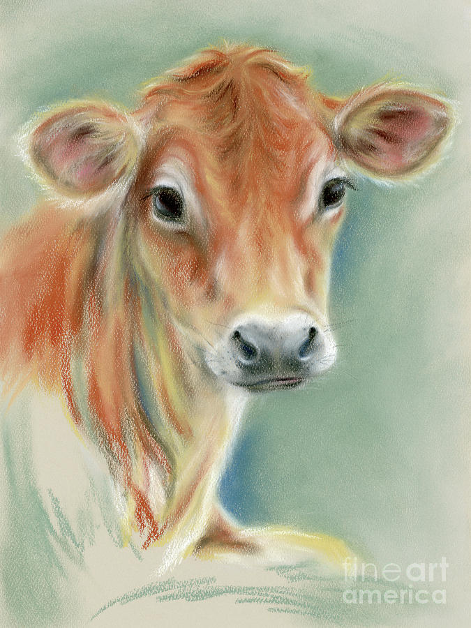 Red Calf Portrait Painting by MM Anderson