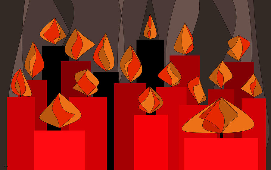 Red Candles with Orange Flames Digital Art by Val Arie