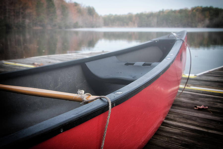 Red Canoe on the Dock Photograph by Robert Anastasi