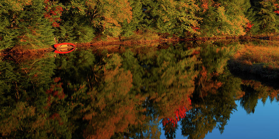 Red Canoe Reflections Photograph by David Patterson