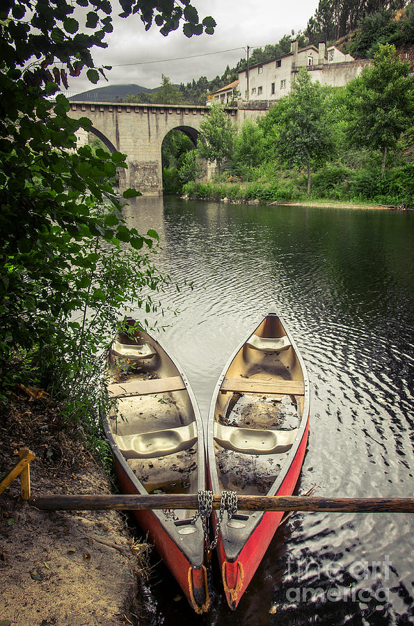 Romanesque Photograph - Red Canoes by Carlos Caetano