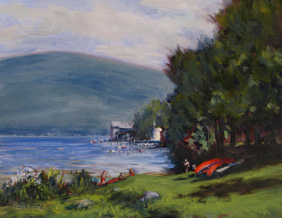 Summer Painting - Red Canoes by Ken Fiery