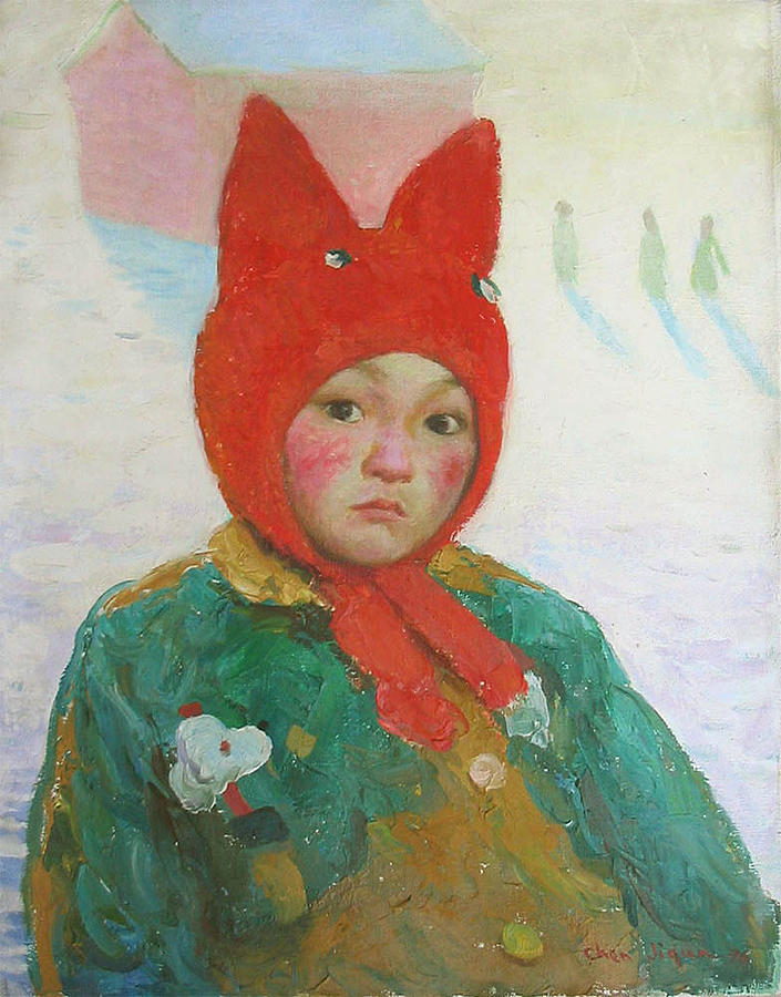 Red Cap Painting by Ji-qun Chen