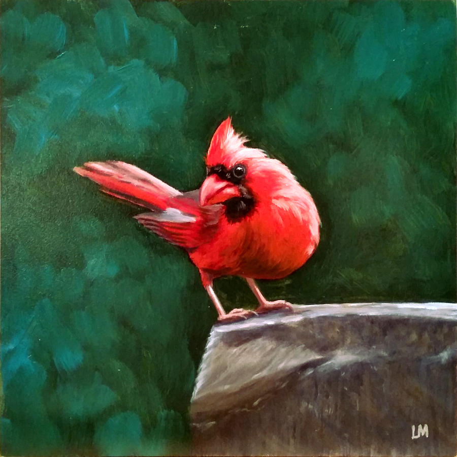 Red Cardinal Painting by Linda Merchant