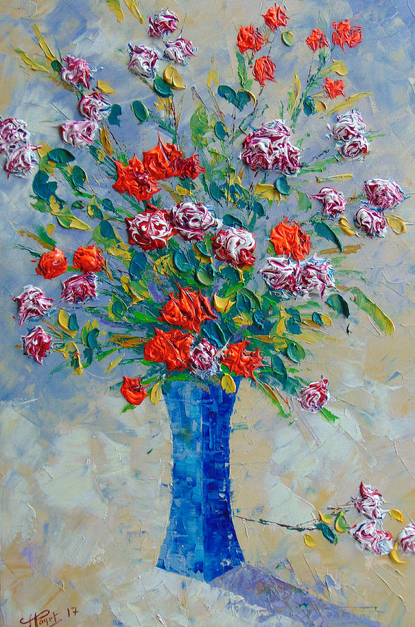 Red Carnations Painting by Frederic Payet