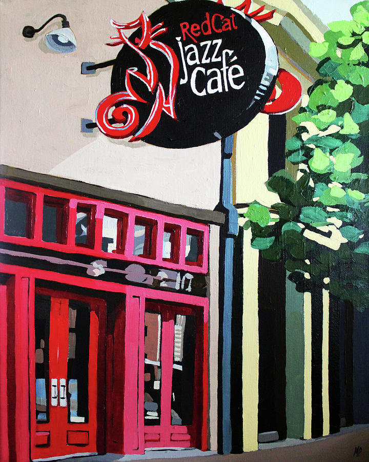 Red Cat Jazz Cafe Painting by Melinda Patrick