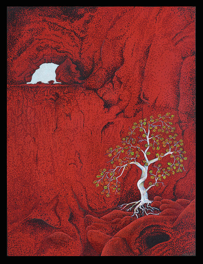 Shaman Painting - Red Cave tree by Nicholas Breeze Wood Shaman Painting - Red Cave tree by Nicholas Breeze Wood