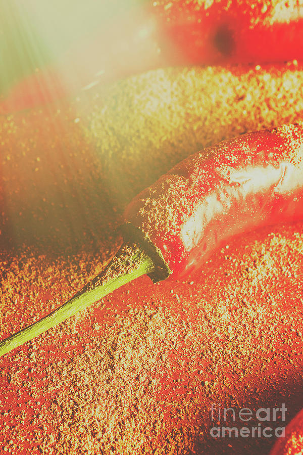 Vegetable Photograph - Red cayenne pepper in spicy seasoning by Jorgo Photography