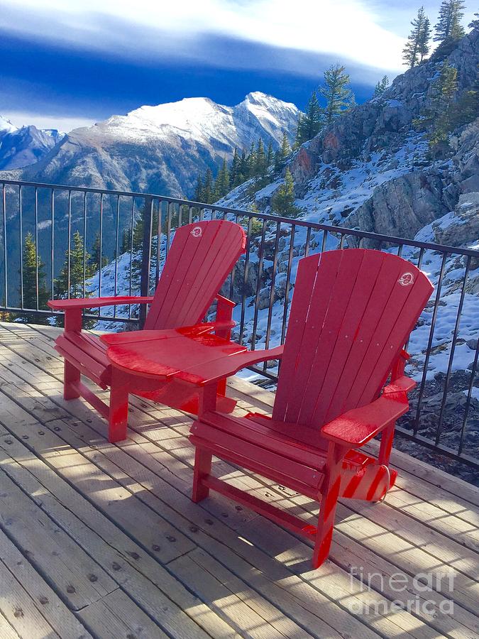 Red Chairs Banff Photograph