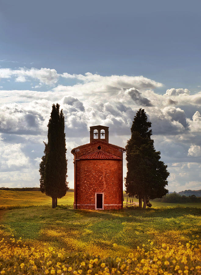 Red  Chapel in Toskany Photograph by Jaroslaw Blaminsky
