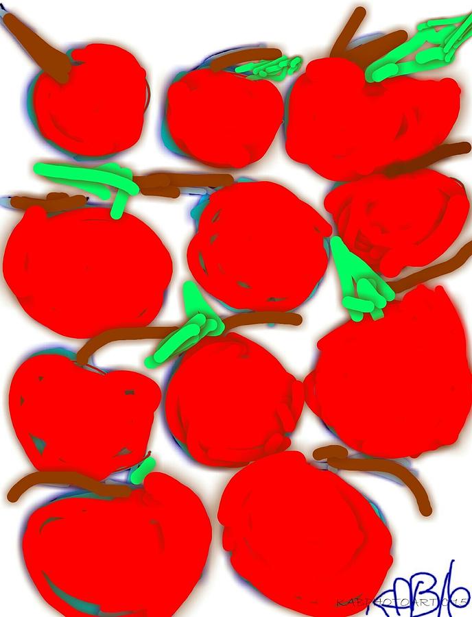 Red Cherries Digital Art by Kathy Barney