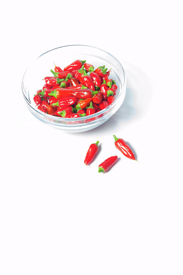 Red Chillies in a Bowl Photograph by Helen Jackson