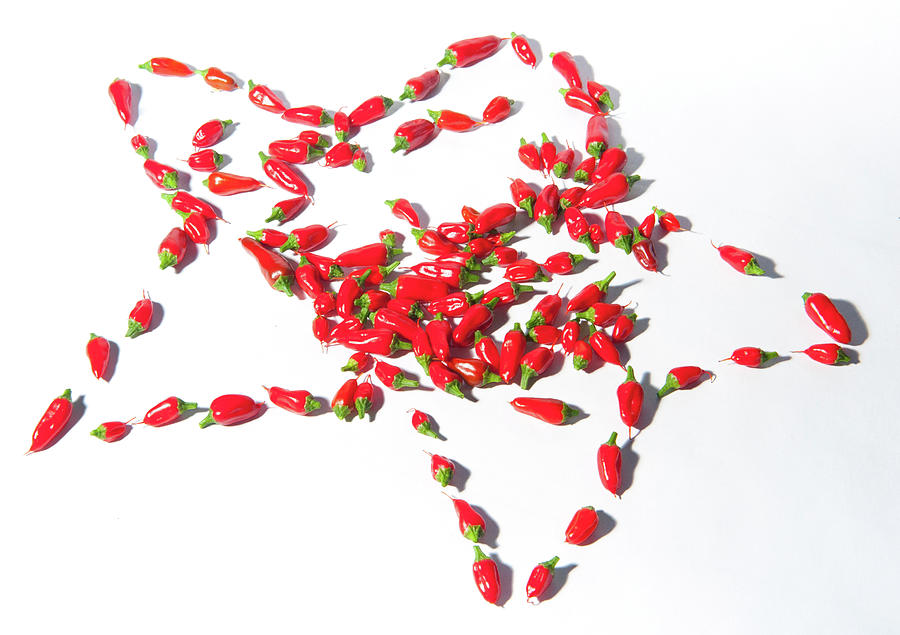 Red Chillies Star Photograph by Helen Jackson