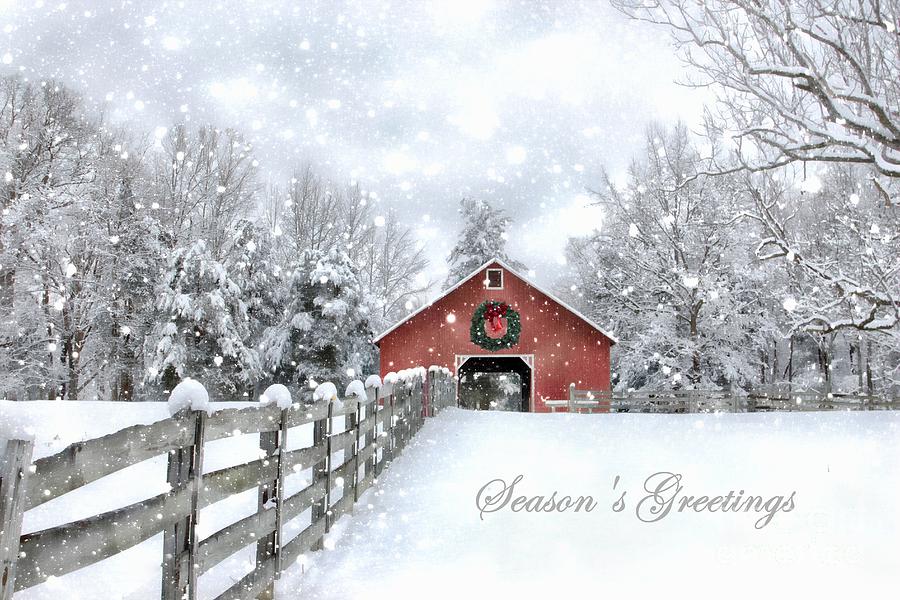 Red Christmas Barn Photograph by Benanne Stiens