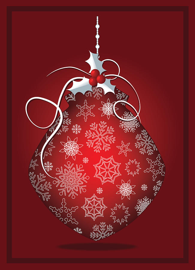 Red Christmas Snowflake Bulb Greeting Card Digital Art by Serena King