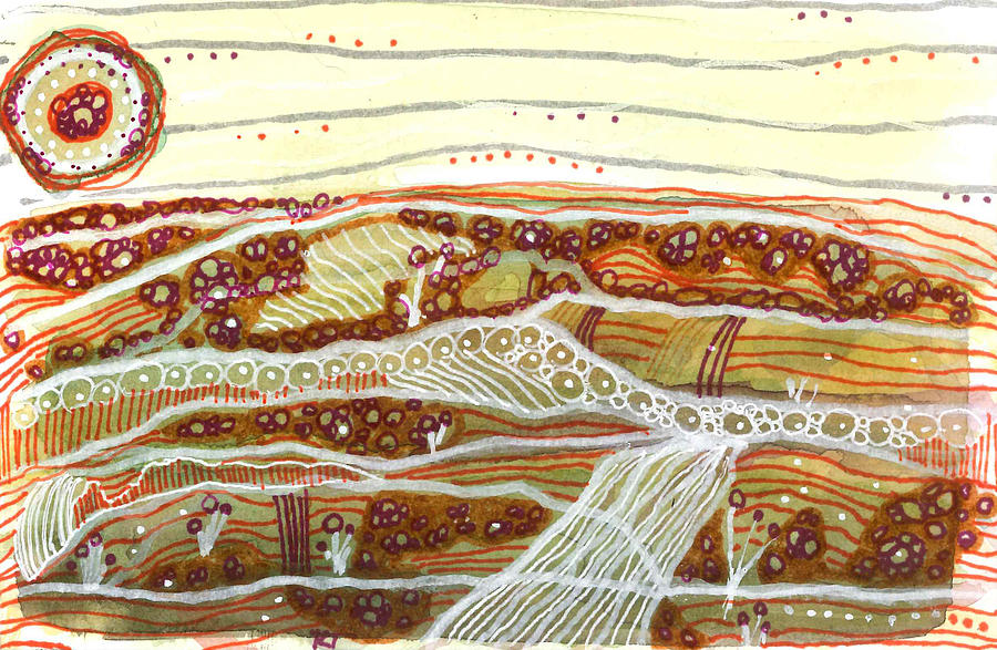 Beauty Painting - Red Circle Landscape by Katie Ree Beauty Painting - Red Circle Landscape by Katie Ree
