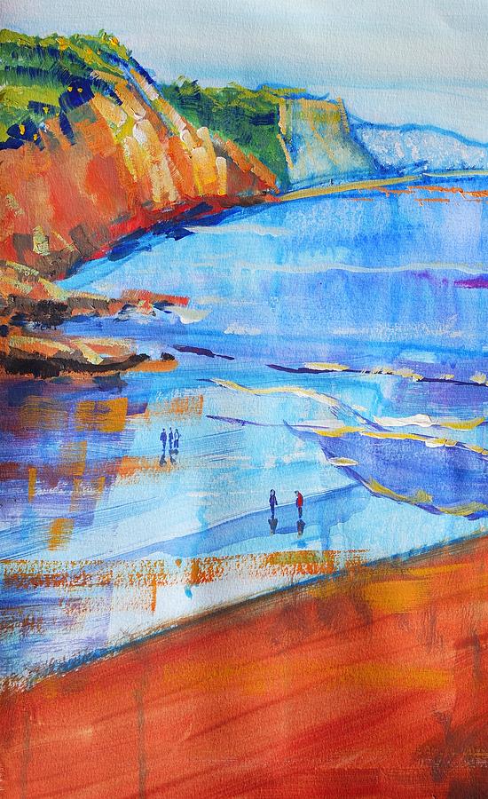 Red Cliffs at Sidmouth South Devon Coast Painting by Mike Jory