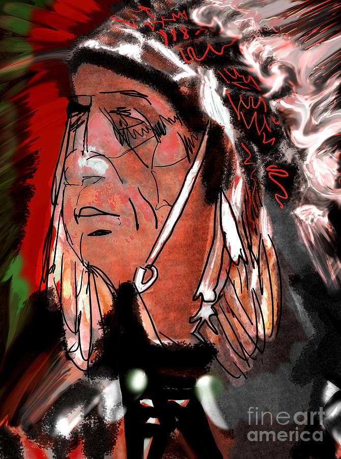 Portrait Painting - Red Cloud Oglala Indian by MountainSky S