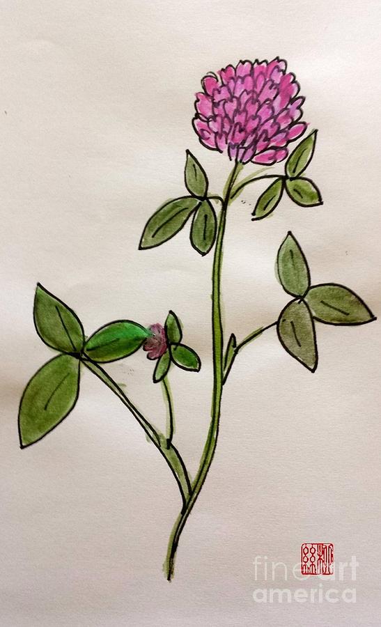 Red Clover Blossom Painting by Margaret Welsh Willowsilk