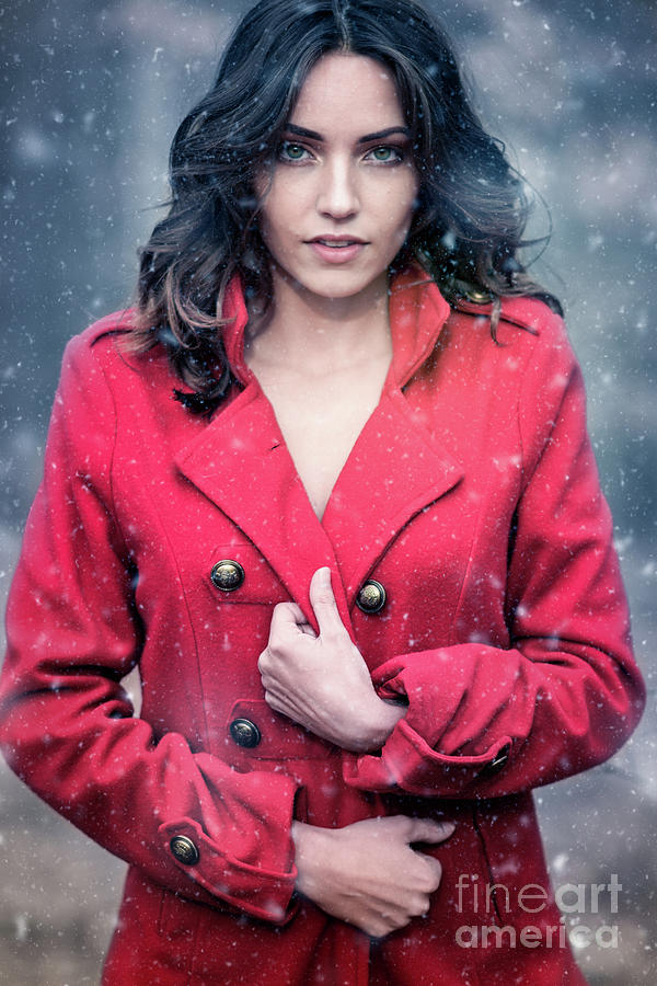 Christmas Photograph - Red Coat Snow Beauty by Jt PhotoDesign