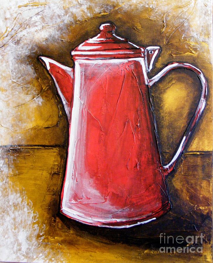 Red Coffee Pot Painting by Patricia Panopoulos - Fine Art America