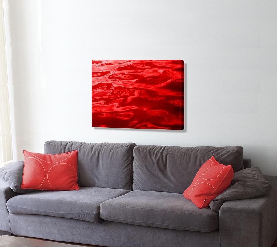 Red Colored Wave on the wall Digital Art by Stephen Jorgensen