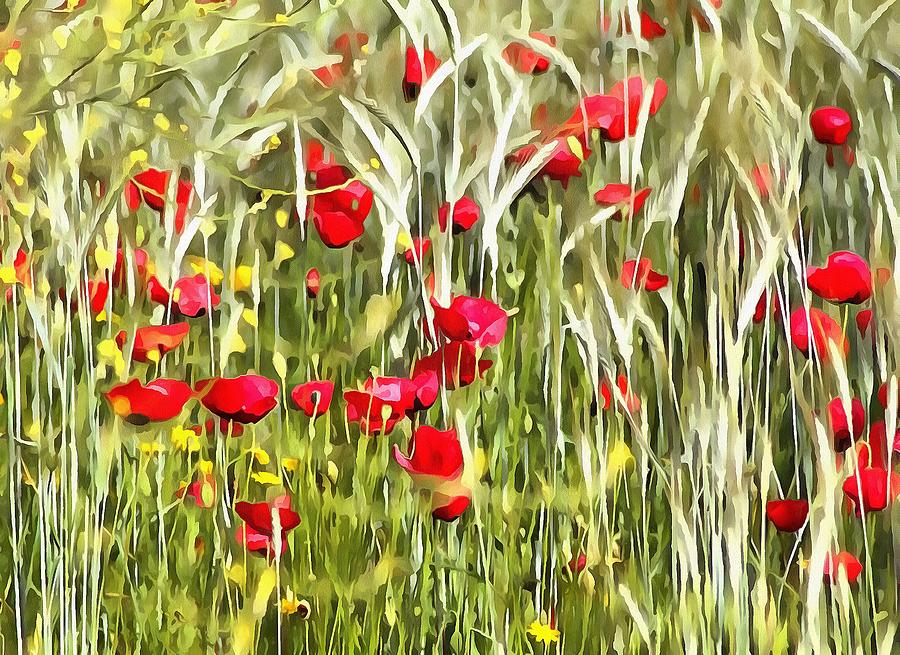 Poppy Painting - Red Corn Poppies by Taiche Acrylic Art