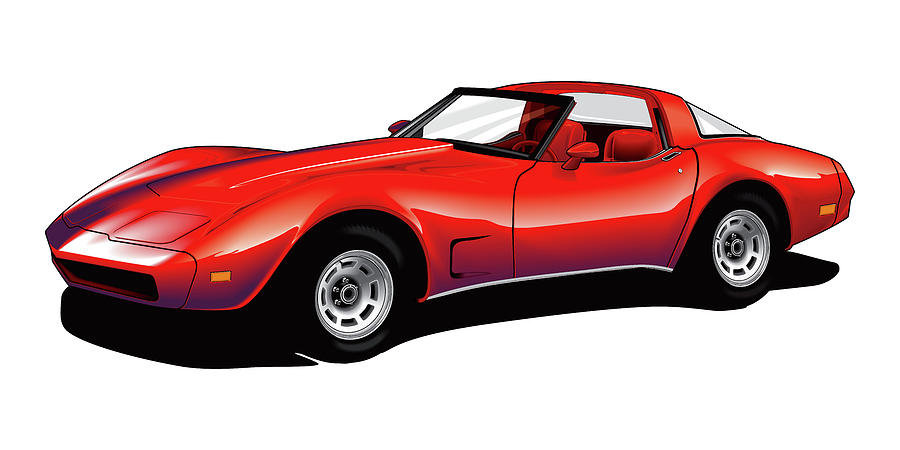 Red Corvette Digital Art by Brian Gibbs