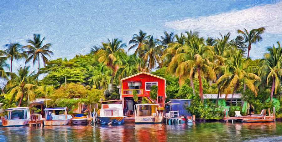 Conch Key Waterfront Red Cottage  Photograph by Ginger Wakem
