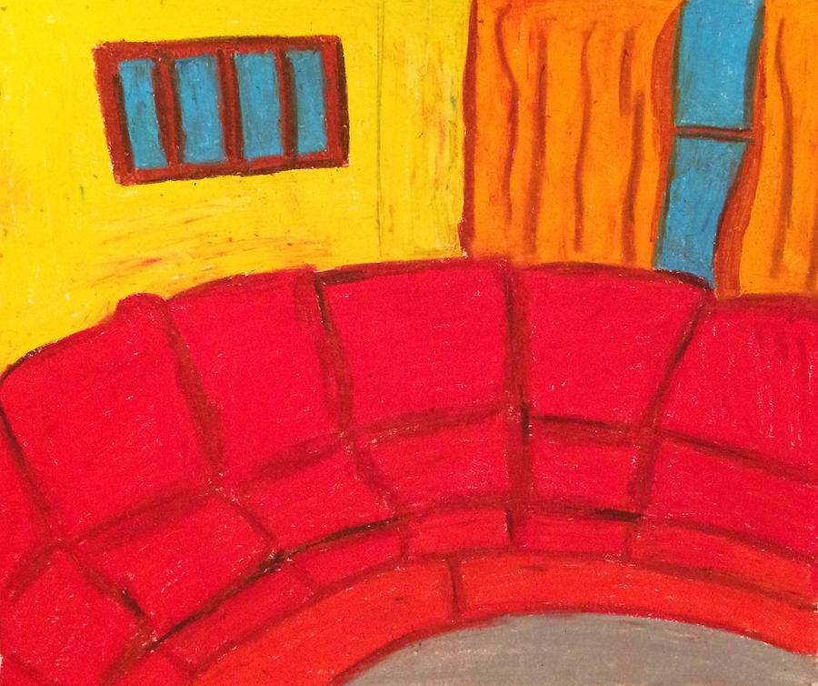 Red Couch Drawing by Samantha Lusby